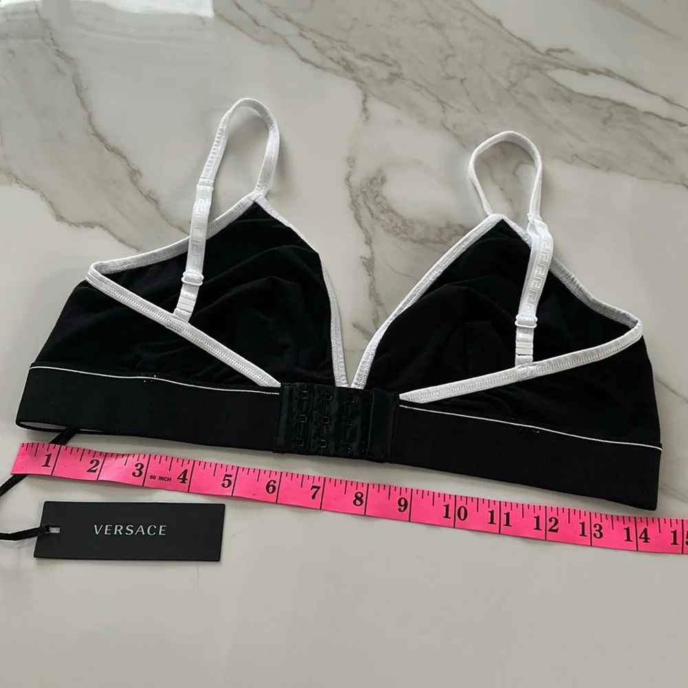 NWT VERSACE Black and White Triangle Bralette Bra Size XL Triangle Bra Cotton - Picture 9 of 12